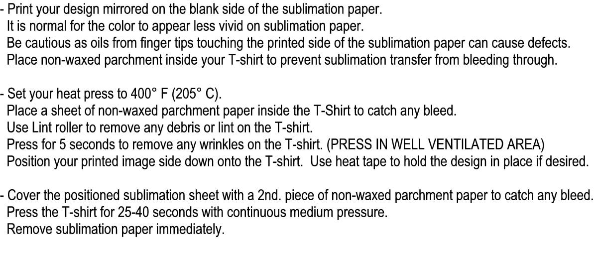 Sublimation Paper, Non Tacky, Full Release