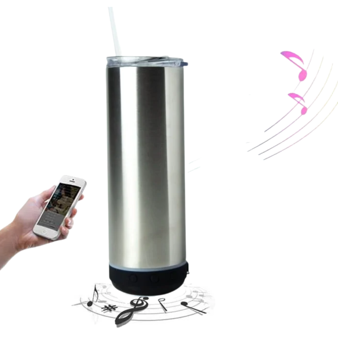 20oz Bluetooth Speaker Skinny Tumbler with White Speaker