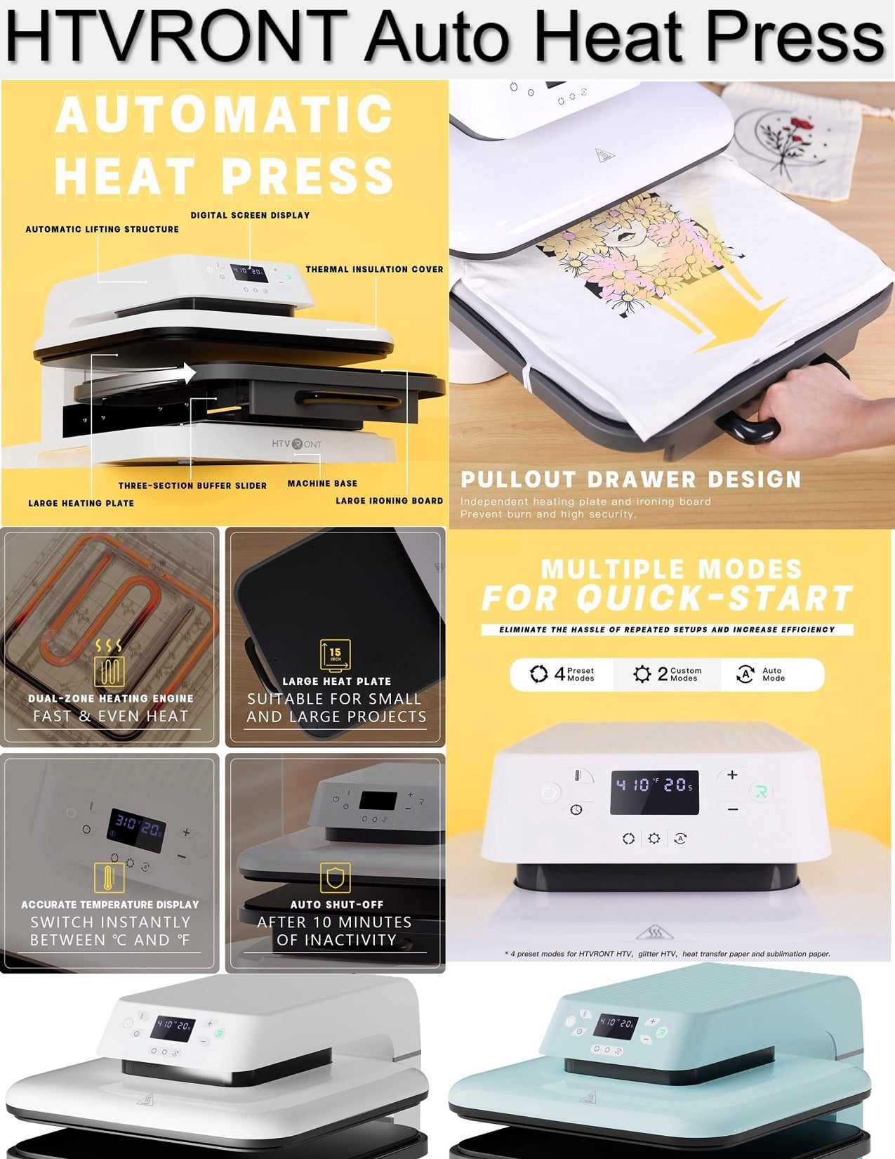 Auto Heat Press Machine for T Shirts - 15x15 Smart T Shirt Press