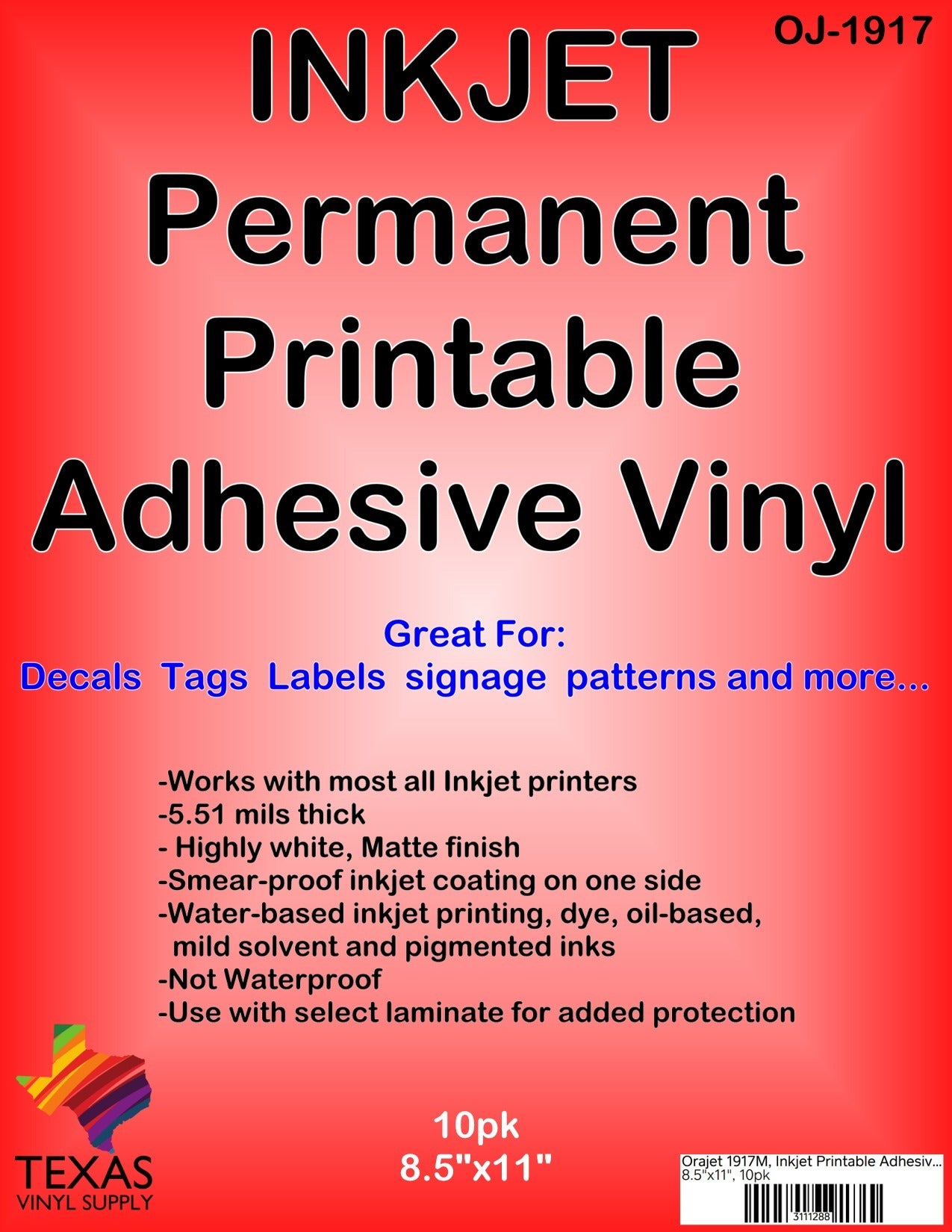 Oracal Printable Vinyl for Inkjet Printers